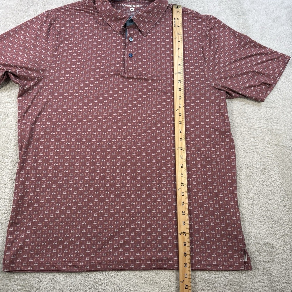 Southern Shirt Co Polo Mens Red Performance Stretch Golf Cart All Over AOP Shirt - Picture 6 of 8